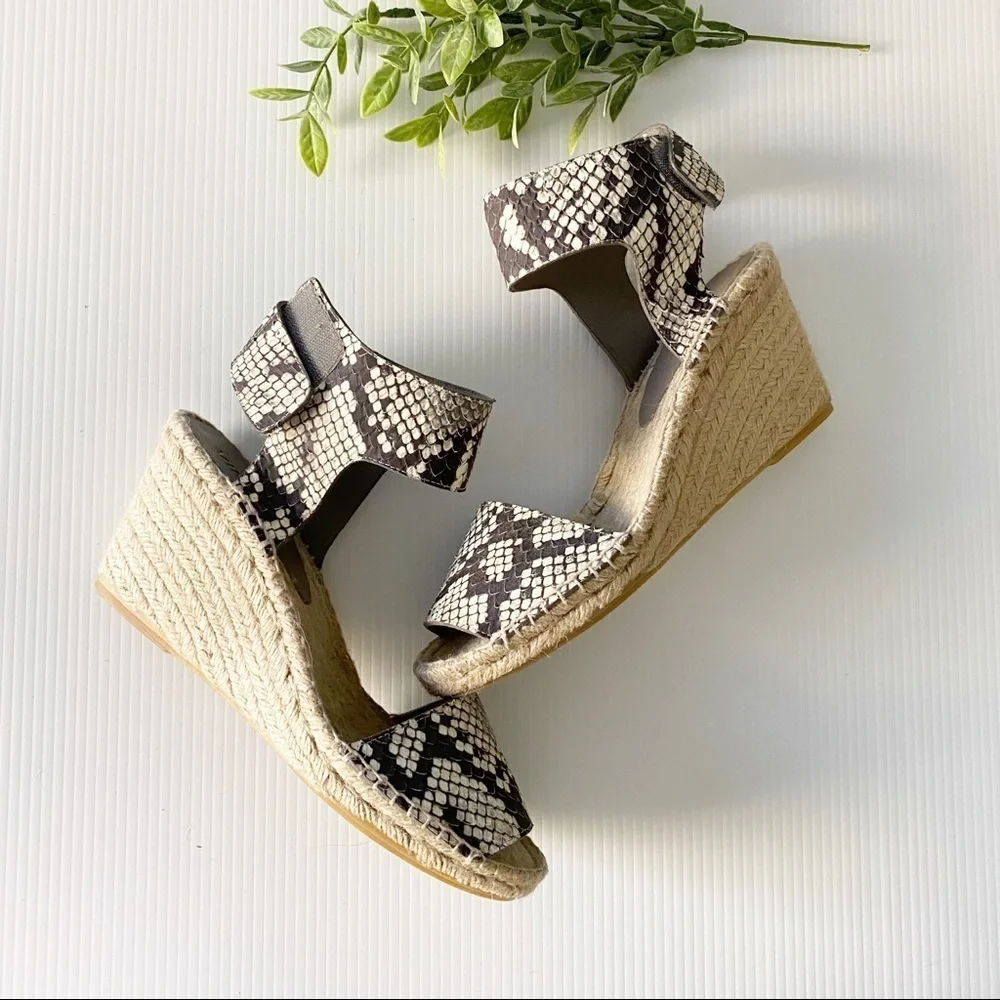 VINCE-Sophie Python-Print Leather Espadrille Wedge